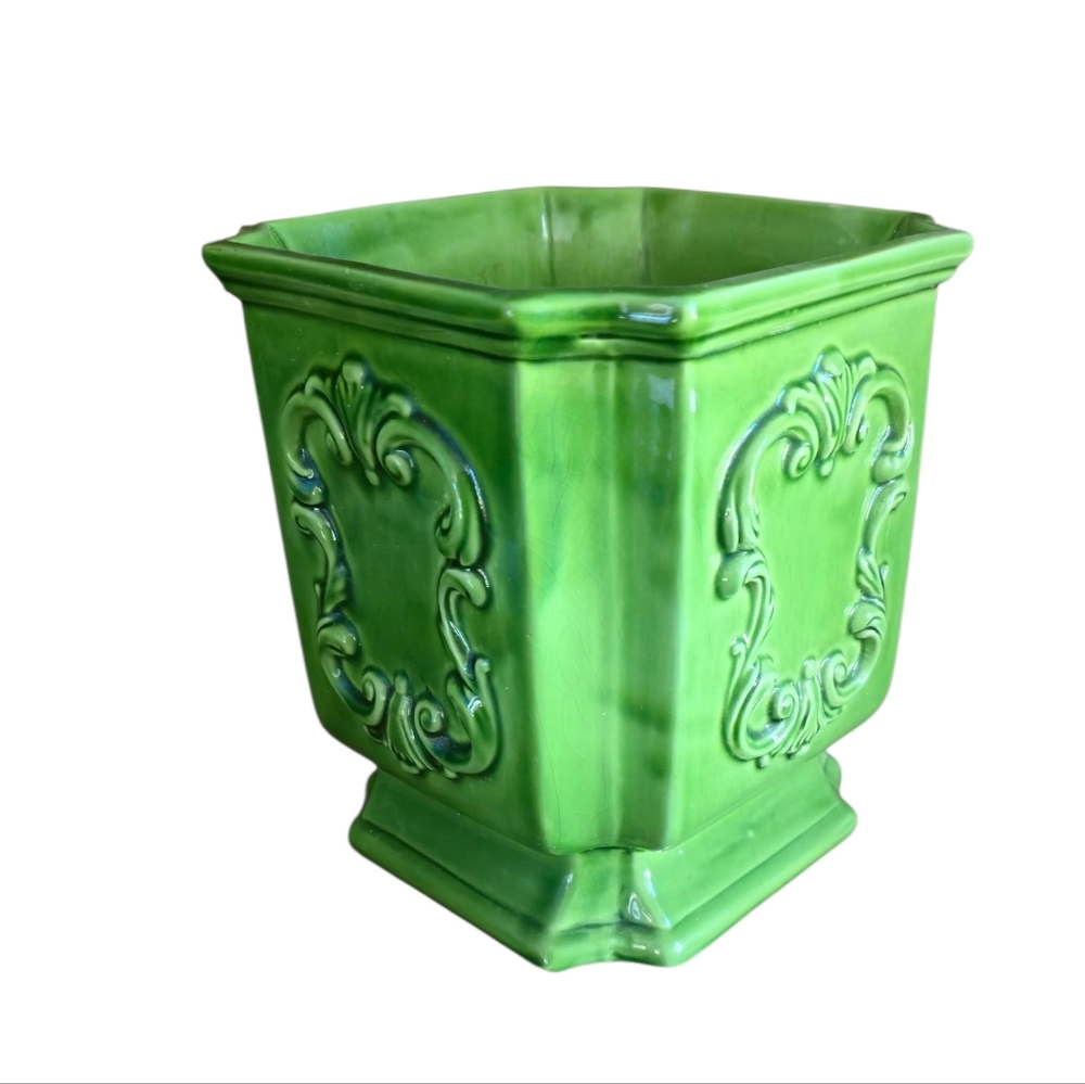 Vintage Italian Green Vase Or Planter Bassano ceramic - Picture 7 of 14